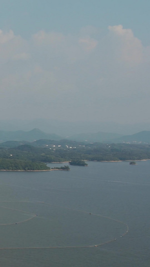 航拍5A安徽万佛湖景区标志景点龙河塔视频风景名胜区50秒视频