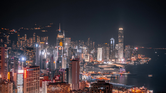 4k香港岛夜景灯光延时视频