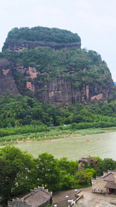 5A风景区龙虎山丹霞地貌沿河航拍世界遗产视频