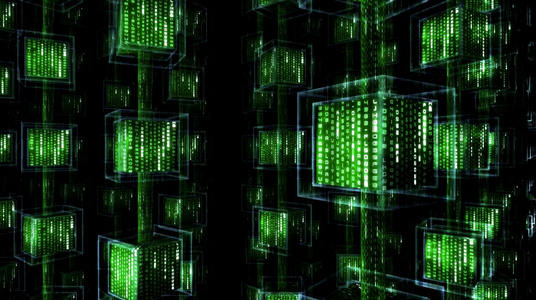 高科技网络绿色立方体数据代码背景视频视频