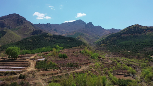 航拍乡村梯田  农村土地视频