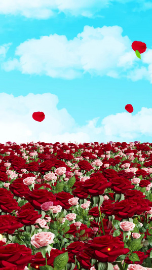玫瑰花花海背景素材鲜花背景30秒视频