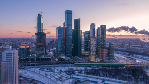 莫斯科市商业中心和城市天际线8秒视频