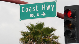 太平洋海岸公路历史悠久的101号公路路标美国加利福尼亚州15秒视频