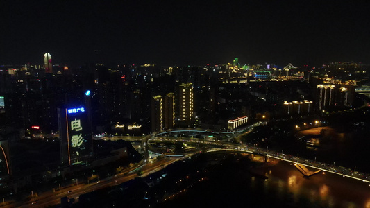 航拍福建福州城市夜景交通视频