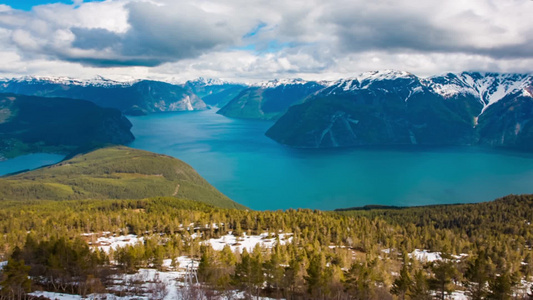 白云自然挪威湖视频