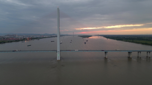 江西九江长江夕阳晚霞视频