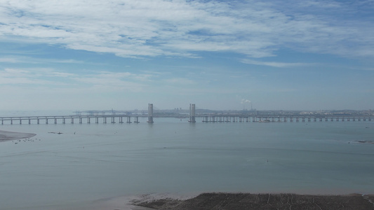 福建泉州泉州湾大海风景航拍视频