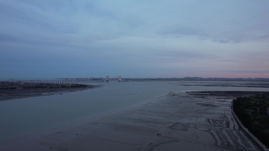 福建泉州泉州湾大海风景航拍视频