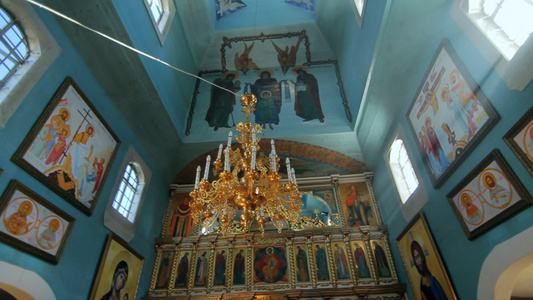 东正教教堂建筑内部视频