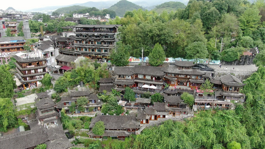 湖南湘西芙蓉镇4A景区全景航拍视频视频