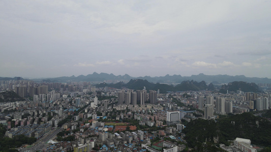 航拍广西柳州城市建设视频