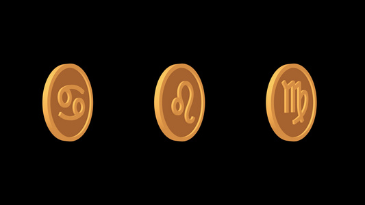 黄道菌象征着癌症的奖章狮子维戈圣像集成阿尔法频道视频