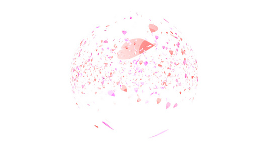 百万红色粉红萨库拉叶在黑屏上的空气球球球球球上视频