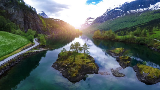 航拍来自美丽自然挪威景色视频