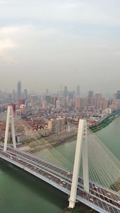 武汉汉江两岸风光和月湖桥交通视频航拍武汉视频