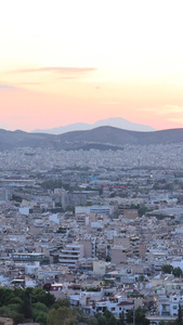 欧洲旅游城市雅典城市日落延时视频日转夜视频