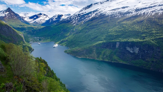 挪威湖水自然游轮视频
