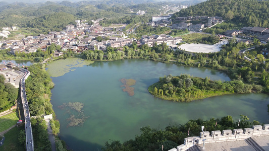 航拍湖北武汉沙湖公园沙湖大桥视频