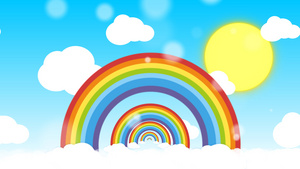 4k卡通唯美彩虹天空背景20秒视频