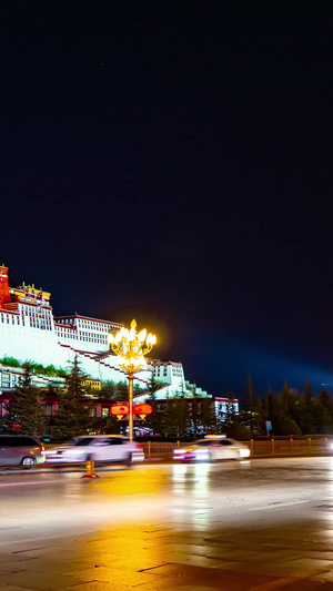著名景点布达拉宫夜晚延时川藏线风光11秒视频