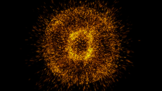 球形金色粒子爆散视频