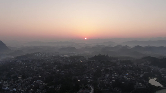 航拍大自然日落晚霞夕阳火烧云 视频