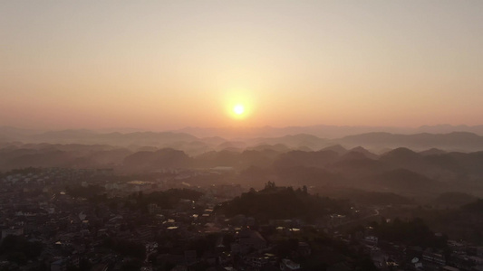 航拍大自然日落晚霞夕阳火烧云 视频