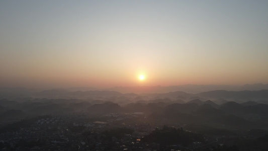 航拍落日晚霞夕阳视频