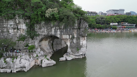 广西桂林象鼻山5A景区航拍视频