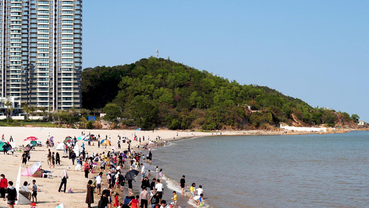 夏天沙滩海边人群视频