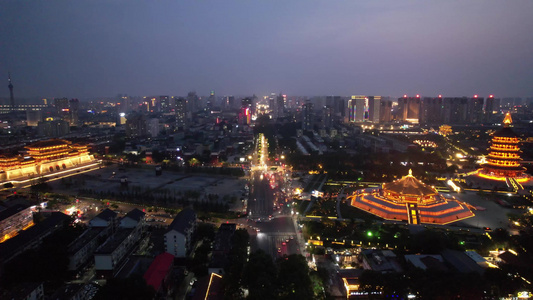 河南洛阳城市夜景地标建筑风光航拍 视频