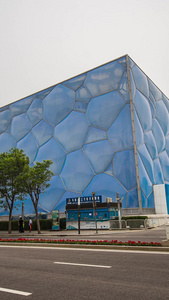 延时北京水立方素材冬季运动会视频