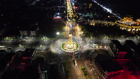 河南洛阳城市夜景地标建筑风光航拍 视频