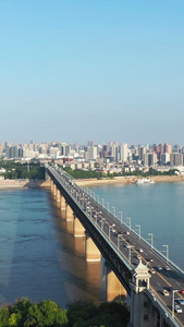 航拍风光城市旅游地标建筑立体交通桥梁道路长江江景风景素材城市素材视频