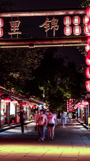 成都锦里古街夜景延时摄影【该视频无肖像权，请勿商用】城市房地产15秒视频