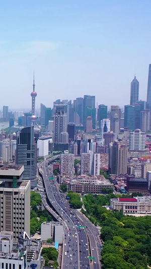 航拍上海城市风光 延安立交78秒视频