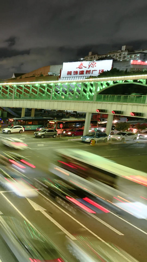 深圳深南大道春花天桥城市夜景14秒视频