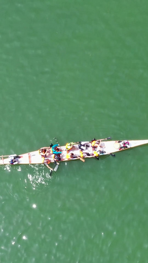 航拍龙舟训练端午节42秒视频