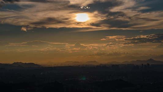 城市晚霞日落延时 日转夜延时视频