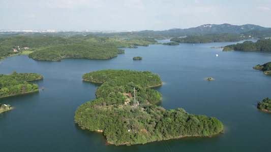 航拍湖北武汉黄陂区木兰湖景区视频