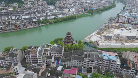 航拍贵州镇远古镇全景[环景]视频