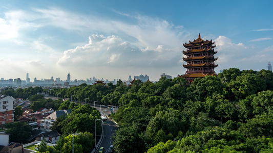 武汉地标黄鹤楼建筑延时视频