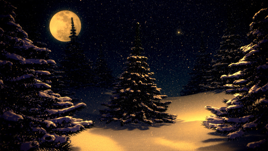 月亮唯美闪亮梦幻粒子圣诞树视频