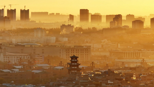 4K喀什古城日出与平流雾视频