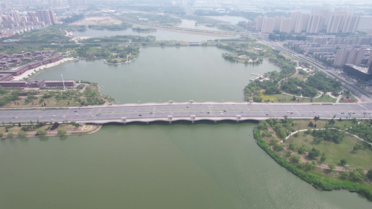 航拍河南开封西北湖湿地公园 视频