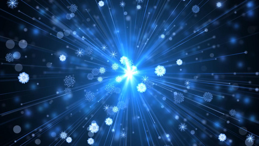 蓝色大气唯美的动态光效粒子花朵背景视频元素视频