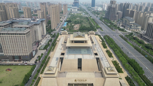 河南开封博物馆地标建筑航拍视频