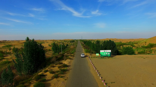 中国沙漠绿洲航拍视频