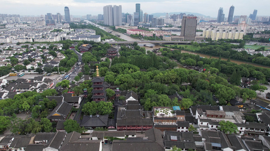 江苏苏州寒山寺历史文化建筑航拍 视频